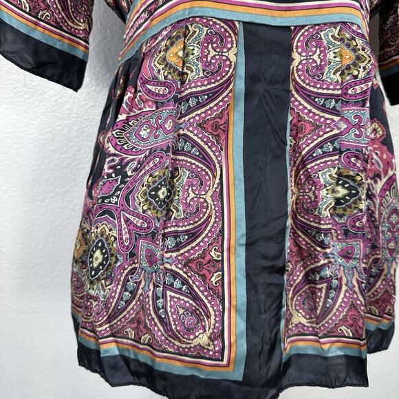 Eci New York Top Size 14 Y2K Silk Satin Tunic Tie Back Boho Indie Whimsigoth - Picture 6 of 14